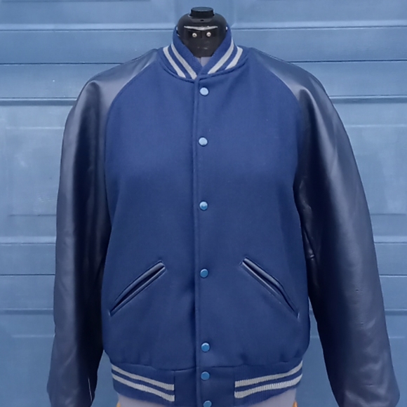 1980's Vintage Hatchers Mfg. Company Men's Leather/Wool Varsity Jacket